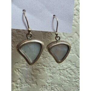 Vintage Sterling Silver Dangle Earrings Shell Inlay Thailand Signed CSX 925 EUC